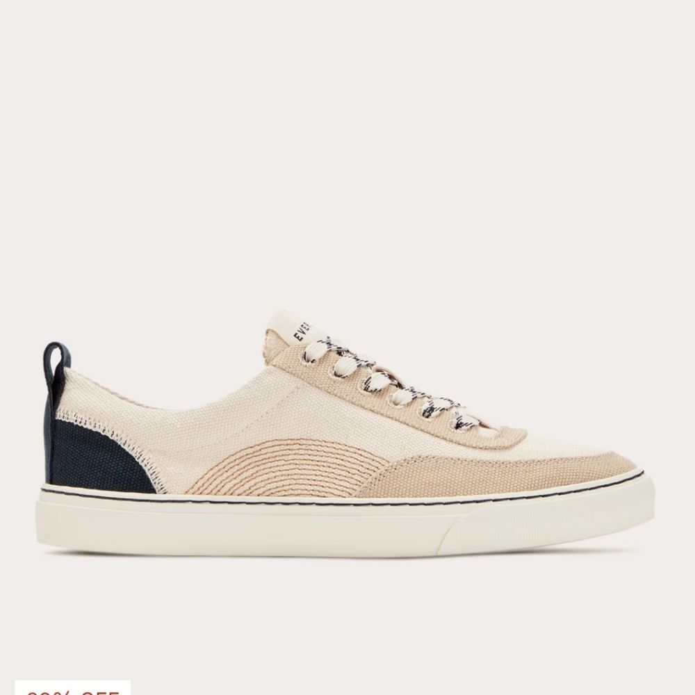 Everlane The Tread-bare Sneaker Womens 8 Natrual Canvas Dark Sapphire Argan Oil - Picture 2 of 9